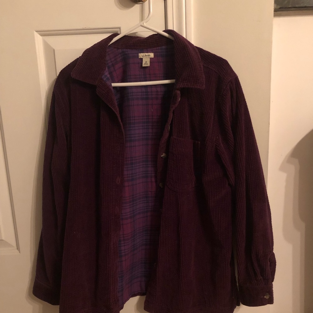 Llbean corduroy flannel lined button up